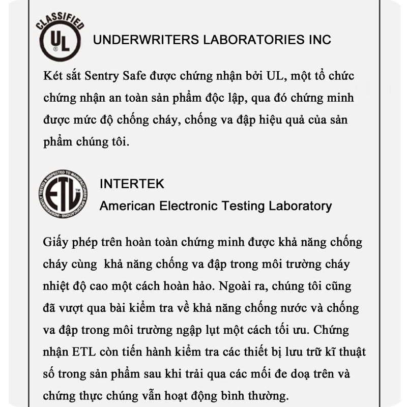 SENTRYSAFE FHW40200: Két Sắt Mỹ Chống Cháy - Chống Nước, Được Chứng Nhận UL ETL Chuẩn Quốc Tế