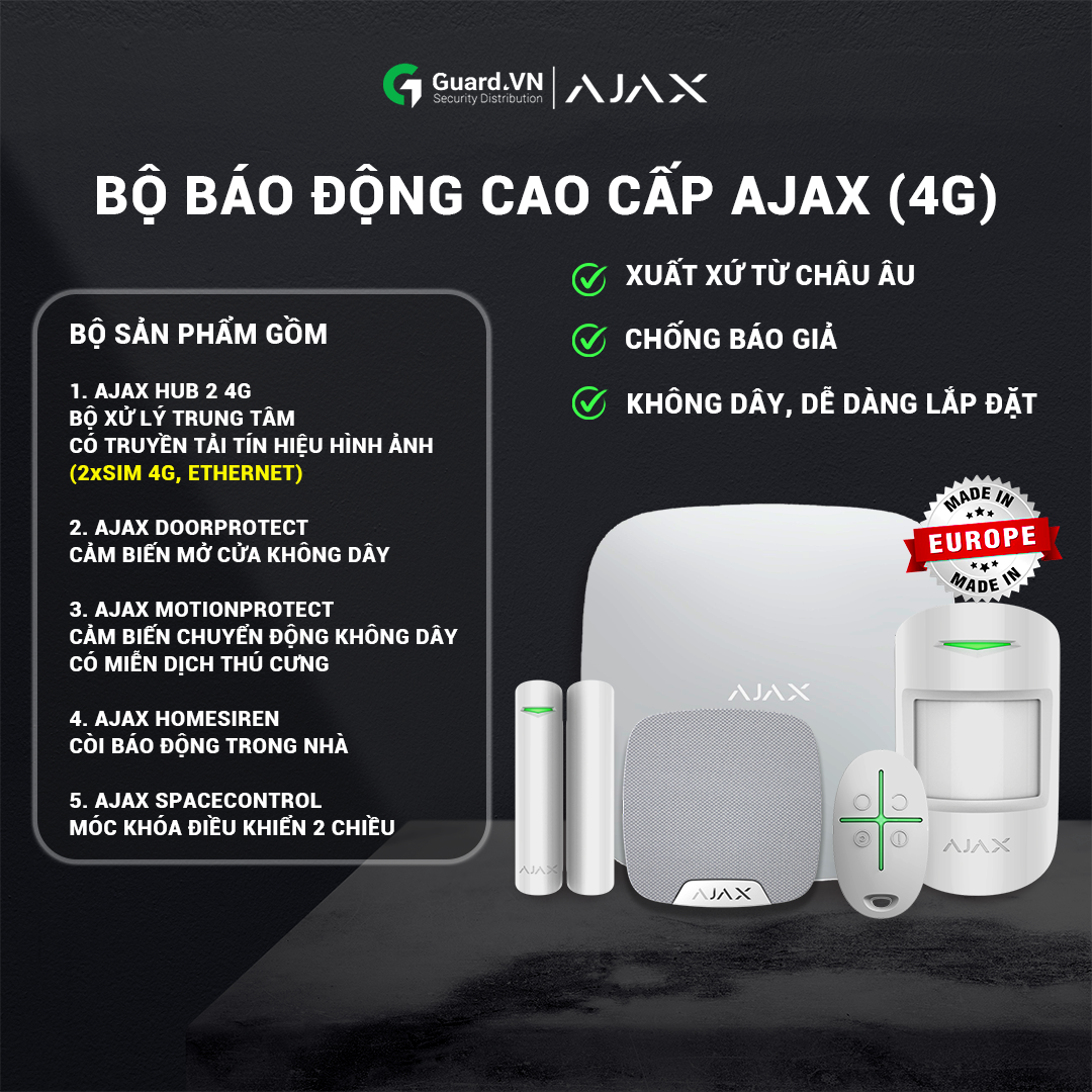 Ajax Kit 4G: Bộ Chống Trộm Cao Cấp AJAX (4G) (Trả góp chỉ từ 528k/tháng)